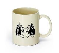 AYUEHBN Ceramics Cool Tea and Coffee Mug Dragons Fantasy Flying Monsters Home （11oz/320ml） Dishwasher Microwave Safe,for Office and Home Light Yellow