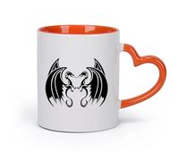 AYUEHBN Ceramics Cool Tea and Coffee Mug Dragons Fantasy Flying Monsters Home （11oz/320ml） Dishwasher Microwave Safe,for Office and Home Orange