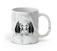AYUEHBN Ceramics Cool Tea and Coffee Mug Dragons Fantasy Flying Monsters Home （11oz/320ml） Dishwasher Microwave Safe,for Office and Home Marble Black