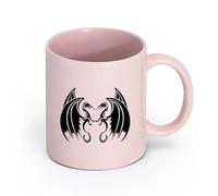 AYUEHBN Ceramics Cool Tea and Coffee Mug Dragons Fantasy Flying Monsters Home （11oz/320ml） Dishwasher Microwave Safe,for Office and Home Pink