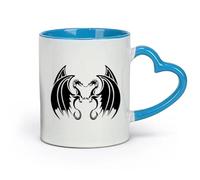 AYUEHBN Ceramics Cool Tea and Coffee Mug Dragons Fantasy Flying Monsters Home （11oz/320ml） Dishwasher Microwave Safe,for Office and Home Blue