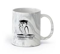 AYUEHBN Ceramics Cool Tea and Coffee Mug Owl Books Bookstore Knowledge School （11oz/320ml） Humorous Gift for Coffee Lovers, Work Besties, Coworkers & Friends Marble Black