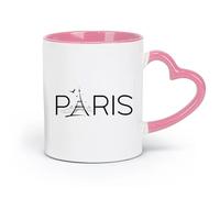 AYUEHBN Ceramics Cool Tea and Coffee Mug Paris Eiffel Tower France French Birds （11oz/320ml） Dishwasher Microwave Safe,for Office and Home Pink