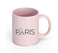 AYUEHBN Ceramics Cool Tea and Coffee Mug Paris Eiffel Tower France French Birds （11oz/320ml） Dishwasher Microwave Safe,for Office and Home Pink