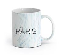 AYUEHBN Ceramics Cool Tea and Coffee Mug Paris Eiffel Tower France French Birds （11oz/320ml） Dishwasher Microwave Safe,for Office and Home Marble Blue