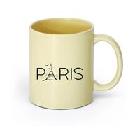 AYUEHBN Ceramics Cool Tea and Coffee Mug Paris Eiffel Tower France French Birds （11oz/320ml） Dishwasher Microwave Safe,for Office and Home Beige