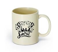 AYUEHBN Ceramics Cool Tea and Coffee Mug Wild Word Freedom Animal Leopard Head （11oz/320ml） Great for Home, Office, Cafes, Gift Ideas Light Yellow