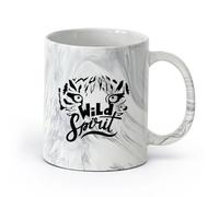 AYUEHBN Ceramics Cool Tea and Coffee Mug Wild Word Freedom Animal Leopard Head （11oz/320ml） Great for Home, Office, Cafes, Gift Ideas Marble Black