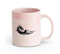 AYUEHBN Ceramics Cups with Comfortable Handle Abstract Dragon Head Fairy Myth Beast （11oz/320ml） for Coffee Oatmeal Tea Easy to Clean Marble Pink