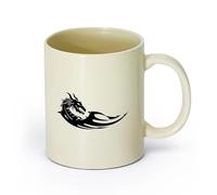 AYUEHBN Ceramics Cups with Comfortable Handle Abstract Dragon Head Fairy Myth Beast （11oz/320ml） for Coffee Oatmeal Tea Easy to Clean Light Yellow