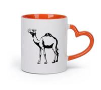 AYUEHBN Ceramics Cups with Comfortable Handle Africa Camel Zoo Desert Animals （11oz/320ml） Great for Home, Office, Cafes, Gift Ideas Orange
