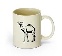 AYUEHBN Ceramics Cups with Comfortable Handle Africa Camel Zoo Desert Animals （11oz/320ml） Great for Home, Office, Cafes, Gift Ideas Light Yellow