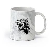AYUEHBN Ceramics Cups with Comfortable Handle Angry Dragon Head Fairy Myth Beast （11oz/320ml） Ceramic Coffee Mug for Cappuccino Tea, Milk, Marble Black