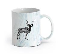 AYUEHBN Ceramics Cups with Comfortable Handle Animal Deer Antelope Kunu Africa （11oz/320ml） Great for Home, Office, Cafes, Gift Ideas Marble Blue