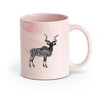 AYUEHBN Ceramics Cups with Comfortable Handle Animal Deer Antelope Kunu Africa （11oz/320ml） Great for Home, Office, Cafes, Gift Ideas Marble Pink