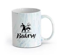 AYUEHBN Ceramics Cups with Comfortable Handle Baker House Bakery Oven Fresh Bread Store （11oz/320ml） for Tea, Hot Chocolate Marble Blue