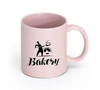AYUEHBN Ceramics Cups with Comfortable Handle Baker House Bakery Oven Fresh Bread Store （11oz/320ml） for Tea, Hot Chocolate Pink