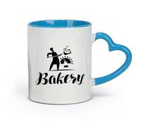 AYUEHBN Ceramics Cups with Comfortable Handle Baker House Bakery Oven Fresh Bread Store （11oz/320ml） for Tea, Hot Chocolate Blue