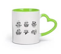 AYUEHBN Ceramics Cups with Comfortable Handle Fresh Delicious Fast Food Hot Dog Cooking （11oz/320ml） for Tea Coffee Hot Brew Green