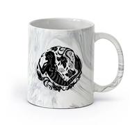 AYUEHBN Ceramics Cups with Comfortable Handle Girl Teen Mermaid Flowers Sea Ocean Myth （11oz/320ml） for Hot Beverages, Latte, Cappuccino Marble Black