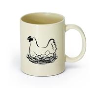 AYUEHBN Ceramics Cups with Comfortable Handle Hen Chicken Eggs Nest Farm Animal Bird （11oz/320ml） for Milk Tea Cola Water Light Yellow