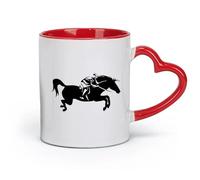 AYUEHBN Ceramics Cups with Comfortable Handle Horse Racing Horse Rider Sport Polo （11oz/320ml） Great for Home, Office, Cafes, Gift Ideas Red