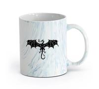 AYUEHBN Ceramics Cups with Comfortable Handle Myth Beast Fantasy Flying Fire Dragon （11oz/320ml） Café or Restaurant Use Marble Blue