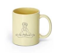 AYUEHBN Ceramics Cups with Comfortable Handle Old Meditating Yogi Yoga Studio Hinduism （11oz/320ml） Ceramic Coffee Mugs for Home or Work Beige