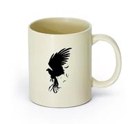 AYUEHBN Ceramics Cups with Comfortable Handle Silhouette Phoenix Flying Big Bird Home （11oz/320ml） and Mulled Drinks, Espresso Light Yellow