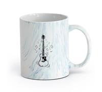 AYUEHBN Ceramics Durable Mugs Acoustic Guitar with Notes Musical Instrument Sound （11oz/320ml） Stylish & Durable - Microwave & Dishwasher Safe Marble Blue