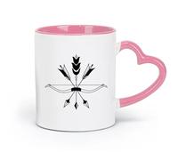 AYUEHBN Ceramics Durable Mugs Arrows Bow Bird's Feathers Ethnic Style Hunting （11oz/320ml） Humorous Gift for Coffee Lovers, Work Besties, Coworkers & Friends Pink