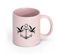 AYUEHBN Ceramics Durable Mugs Birds Swallow Anchor Sea Nautical Marine Style （11oz/320ml） for Coffee, Soup, Tea, Milk, Latte, hot Cocoa, Ladies, Men Pink