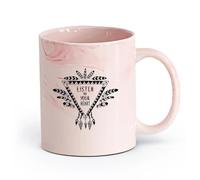 AYUEHBN Ceramics Durable Mugs Dreamcatcher Phrase Listen to Your Heart Talisman （11oz/320ml） Cappuccino, Latte Macchiato, Tea, Espresso Marble Pink