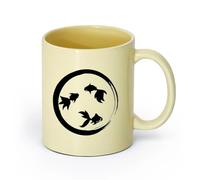AYUEHBN Ceramics Durable Mugs Enso Zen Circle Goldfish Aquarium Buddhism （11oz/320ml） Coffee, Tea, Latte, Milk, Cocoa, Juice and Other Hot Drinks Beige