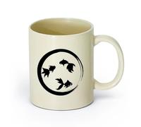 AYUEHBN Ceramics Durable Mugs Enso Zen Circle Goldfish Aquarium Buddhism （11oz/320ml） Coffee, Tea, Latte, Milk, Cocoa, Juice and Other Hot Drinks Light Yellow