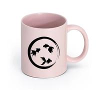 AYUEHBN Ceramics Durable Mugs Enso Zen Circle Goldfish Aquarium Buddhism （11oz/320ml） Coffee, Tea, Latte, Milk, Cocoa, Juice and Other Hot Drinks Pink