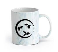 AYUEHBN Ceramics Durable Mugs Enso Zen Circle Goldfish Aquarium Buddhism （11oz/320ml） Coffee, Tea, Latte, Milk, Cocoa, Juice and Other Hot Drinks Marble Blue
