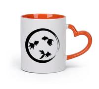 AYUEHBN Ceramics Durable Mugs Enso Zen Circle Goldfish Aquarium Buddhism （11oz/320ml） Coffee, Tea, Latte, Milk, Cocoa, Juice and Other Hot Drinks Orange
