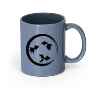 AYUEHBN Ceramics Durable Mugs Enso Zen Circle Goldfish Aquarium Buddhism （11oz/320ml） Coffee, Tea, Latte, Milk, Cocoa, Juice and Other Hot Drinks Blue-Gray