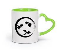 AYUEHBN Ceramics Durable Mugs Enso Zen Circle Goldfish Aquarium Buddhism （11oz/320ml） Coffee, Tea, Latte, Milk, Cocoa, Juice and Other Hot Drinks Green
