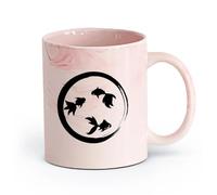 AYUEHBN Ceramics Durable Mugs Enso Zen Circle Goldfish Aquarium Buddhism （11oz/320ml） Coffee, Tea, Latte, Milk, Cocoa, Juice and Other Hot Drinks Marble Pink