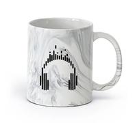 AYUEHBN Ceramics Durable Mugs Headphones Music Play DJ Teen Listen Songs （11oz/320ml） Coffee, Tea, Latte, Milk, Cocoa, Juice and Other Hot Drinks Marble Black