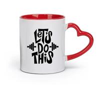 AYUEHBN Ceramics Durable Mugs Let's Do This Motivation Phrase Fitnesscenter Gymnastics （11oz/320ml） Gift for Men or Women Red