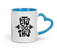 AYUEHBN Ceramics Durable Mugs Let's Do This Motivation Phrase Fitnesscenter Gymnastics （11oz/320ml） Gift for Men or Women Blue