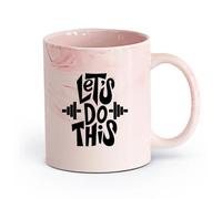 AYUEHBN Ceramics Durable Mugs Let's Do This Motivation Phrase Fitnesscenter Gymnastics （11oz/320ml） Gift for Men or Women Marble Pink