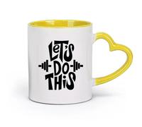 AYUEHBN Ceramics Durable Mugs Let's Do This Motivation Phrase Fitnesscenter Gymnastics （11oz/320ml） Gift for Men or Women Yellow