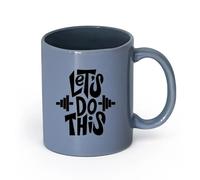 AYUEHBN Ceramics Durable Mugs Let's Do This Motivation Phrase Fitnesscenter Gymnastics （11oz/320ml） Gift for Men or Women Blue-Gray