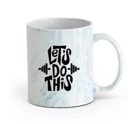AYUEHBN Ceramics Durable Mugs Let's Do This Motivation Phrase Fitnesscenter Gymnastics （11oz/320ml） Gift for Men or Women Marble Blue
