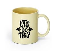AYUEHBN Ceramics Durable Mugs Let's Do This Motivation Phrase Fitnesscenter Gymnastics （11oz/320ml） Gift for Men or Women Beige