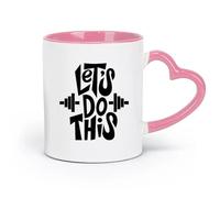 AYUEHBN Ceramics Durable Mugs Let's Do This Motivation Phrase Fitnesscenter Gymnastics （11oz/320ml） Gift for Men or Women Pink